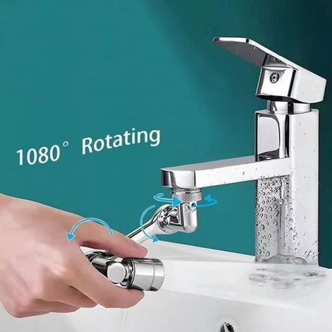 Prolongateur De Robinet - 1080 Degres - Universel Pour Lavabo Et Vasque - Gris - ABS - 1 Piece (1/4)