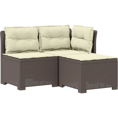 Maison Exclusive - 3-Sitzer Garten Sofa mit Kissen Rattan-Look PP (1/5)