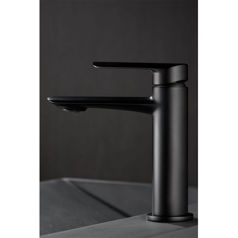 IMEX Miscelatore monocomando lavabo nero opaco in ottone e zama con cartuccia ceramica Ø25 mm e flessibili 3-8 inclusi modello Imex-BDG040-1NG Ural (1/3)