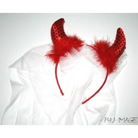 Cornes avec voile BLANC 1 pc. (1/2)