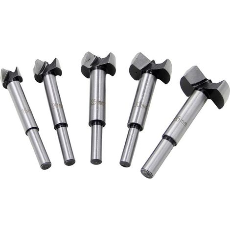GDHZS-Mèche pour bois, Mèches Forestières, 5 PCS (15/20/25/30/35mm), Foret à Bois en Alliage de Qualité Supérieure avec Queue Ronde Pour le Perçage Dans le Bois,Contreplaqué (1/5)