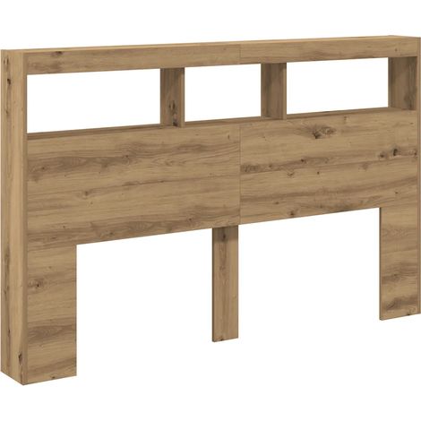 Armoire tête de lit avec LED moderne rangement intégral 160 x 17 x 102 cm en bois d'ingénierie chêne artisanal (1/5)