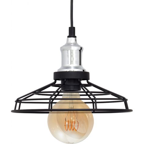 Lampe suspendue Pascal 1xe27 Noir/chrome Reg.x23d de FABRILAMP. (1/2)