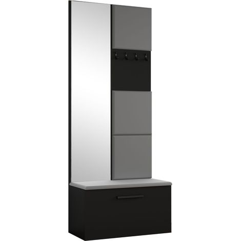 AX LIVING Kleiderschrank mit Spiegel Rosanno III 80,6 cm Schwarz JS90