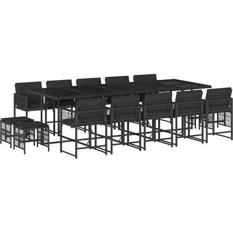 Maison Exclusive - Set da Pranzo da Giardino 15 pz con Cuscini Nero in Polyrattan (1/5)