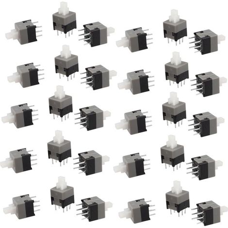 Berührungsschalter – 30 Stück – Kunststoff und Metall – Selbstverriegelnd – Elektronik und Haushaltsgeräte – 8,5 x 8,5 mm (1/2)