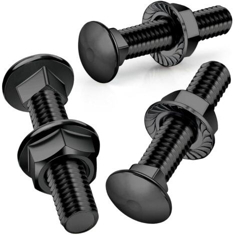 25PCS, Boulons d'entraîneur Boulons de transport Boulon d'entraîneur 304 en acier inoxydable Oxyde noir avec écrous hexagonaux de bride DIN 6923, M5 x 50MM