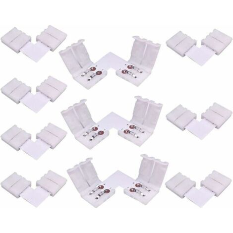 10pcs Connecteur LED Strip à 2 Broches Forme de L Connecteur d'angle à Ruban LED Connecteur Rapide à Angle Droit pour 10mm de Large Couleur Unique Bande LED SMD 5050 5630, Soudage Gratuit [Classe éner (1/5)