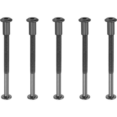 M8 x 90 mm Vis Chicago à Tête Hexagonale, 5 Ensembles Vis de Fixation pour Boulons, Écrous à Tête Creuse, pour Scrapbooking, Ceinture, Album Photo, Réparation de Meubles, Noir (1/5)