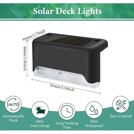 Lot de 12 Lampes Solaires pour Escaliers Extérieurs, Étanche Lampes Solaires pour Clôtures Extérieures, Blanc chaud, LED Lampe Solaire Exterieur pour Clôture, Escalier Extérieur, Marches, Cour (1/4)