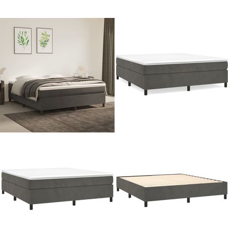 Sommier à lattes de lit et matelas Gris foncé 160x200cm Velours - Lit Tapissier - Lit Double - Matelas À Ressorts Ensachés - Support Moyen Dur - Housse De Protection De Matelas - Home & Living (1/5)