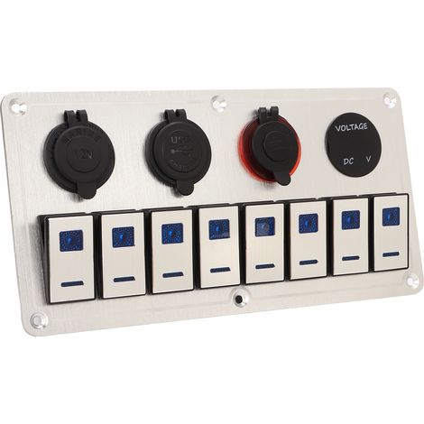 Tableau commutateur bascule 8 positions 12-24V 5 broches voyant bleu marche arrêt pour contrôle éclairage véhicule (1/5)
