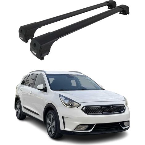 OMAC Barres de toit en aluminium pour Kia Niro I 2017-2022 – City Crash – ISO/PAS 11154:2006 – Antivol inclus – Charge max 75 kg – 2 barres Noir