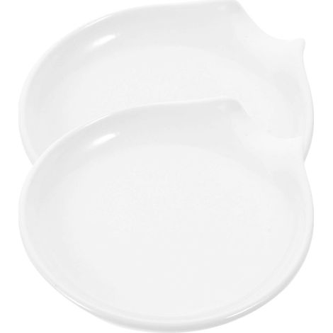 Lot de 2 porte-cuillères à café en céramique, compatibles avec un usage domestique, blanc lisse. (1/5)