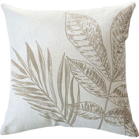 Coussin Déco à Motifs "Natura" 40x40cm Écru & Naturel (1/3)