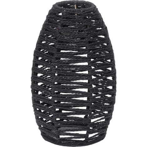 Abat-jour en rotin tressé imitation pour lustre ou plafonnier idéal pour la décoration de la maison de la chambre au salon - XH22014 noir (1/5)