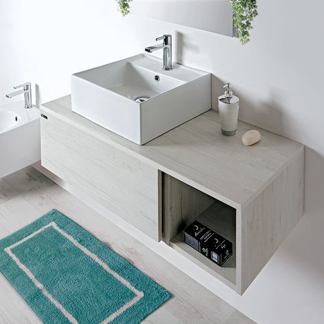 Mensola Bagno KLARA 130 con cassetto e vano a giorno (1/4)