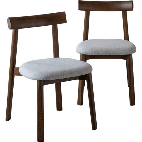 Chaise en bois de frêne foncé et tissu gris Aline (lot de 2) (1/5)