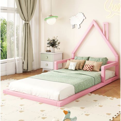 struttura letto 90x200 bambini casetta legno rosa OKMYHOME (1/5)