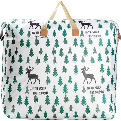 Sac de rangement 120 L à motif rennes et forêt, sac de rangement grande capacité style forêt simple, organisateur pour vêtements et literie (1/5)