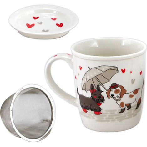 Mug blanc Doggy avec infuseur pour le thé