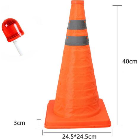 Foldable traffic cone with LED light, multifunctional, with reflective circles for on-street parking, driving practice (40 cm) (1/5)