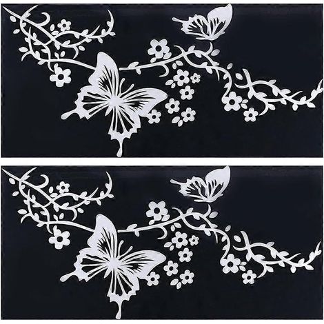 Aufkleber mit Blumen und Schmetterlingen, Schmetterlinge, die Blumen küssen, reflektierende und wasserfeste Autoaufkleber aus Vinyl, feminine Aufkleber (1/5)