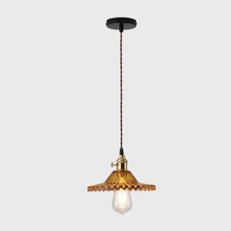 Suspension en verre de style japonais – Lampe suspendue minimaliste vintage for salle à manger, salon, chambre et plus encore Compatible E27 Design créatif(Brown) (1/4)
