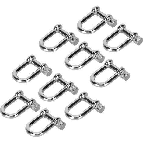 10 pièces de manilles en U en alliage de zinc, anneaux D à verrouillage pour bracelets paracord, tête ronde (1/5)