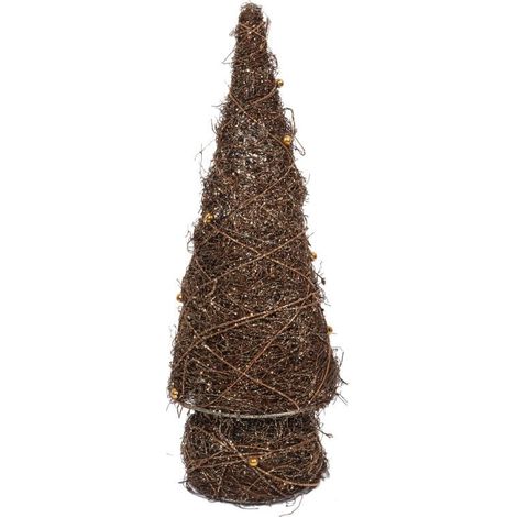 Dekorativer Weihnachtsbaum mit Glitzerfascinator und Perlen, 39 cm, Braun (1/2)