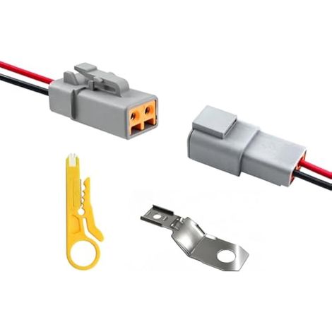 Connecteur électrique à 2 broches, connecteurs étanches DT 2 voies avec fils 14 AWG, 12 V basse tension pour voiture, camion, connexion électrique (1 pièce) (1/5)