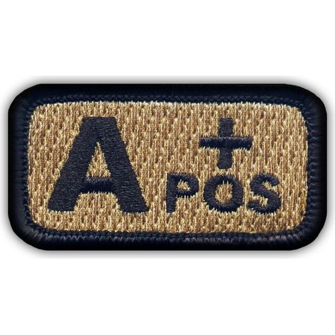 Patchion Gruppo sanguigno A "pos" coyote-tan - Retro autoadesivo - Toppa/distintivo/emblema ricamato