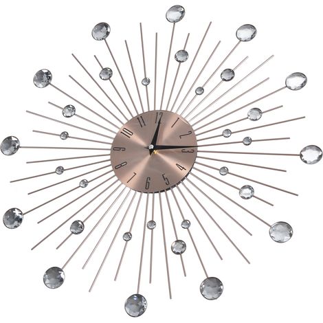 Wanduhr mit Sternenhimmel-Design, geräuschlos, hohe Genauigkeit, vielseitig einsetzbar, benötigt AA-Batterie, roségoldene große Wanduhr (1/5)