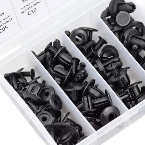 100Pcs Rivet Clips Plastique Rivets Plastiques Fixation de Protection avec différentes formes et tailles Universel (1/5)