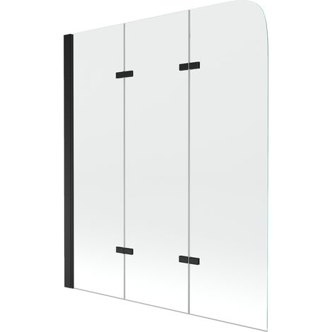 Pare-baignoire pivotant Silla, paroi de baignoire 120x140 cm en verre trempé, installation murale facile, design moderne, Noir