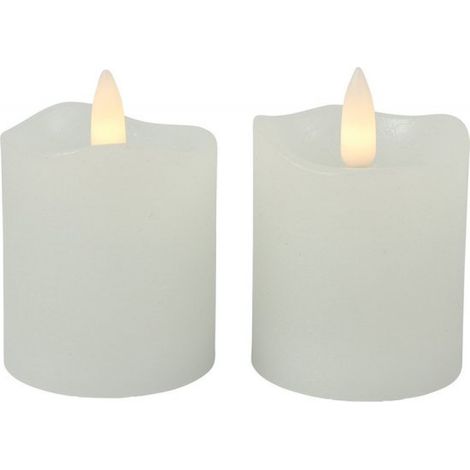 LED-Kerzen/Stumpenkerzen – 2er-Set – weiß – Ø 5 x H 7,2 cm – mit Timer – warmweiß (1/4)