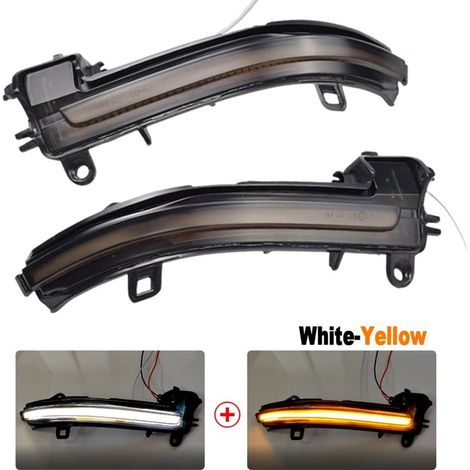 Lentille fumée Feu clignotant séquentiel dynamique LED Marqueur latéral Rétroviseur Clignotant pour B-MW 1 2 3 4 Series F20 F30 F31 F21 F22 F23 F32 F33 F34 X1 E84 F36 F87 (Blanc-Jaune) (1/3)