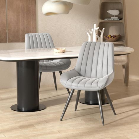 Esszimmerstühle 2er Set, Polsterstühle mit 10cm Sitzkissen, Metallbeine, Grau (1/5)
