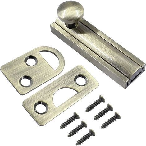 Lot de 1 boulon de surface en laiton massif de 5,1 cm, loquet coulissant en bronze, verrou de porte française robuste pour portes encastrées, portails affleurants (1/4)
