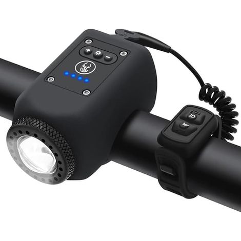 Klaxon et éclairage de vélo électrique 2 en 1, klaxon de 110 dB, phare de vélo/scooter rechargeable pour la conduite de nuit, éclairage de vélo avec klaxon pour adultes (1/5)