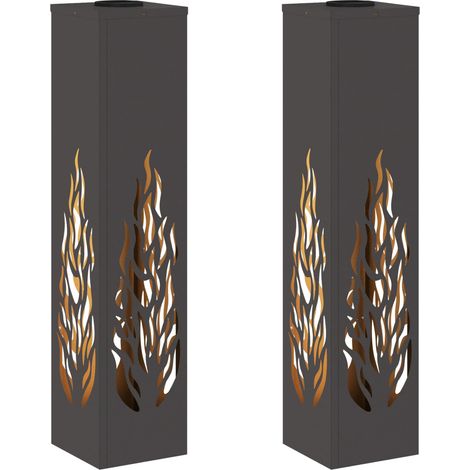 Lumière de chemin LED solaire 2 pcs Noir Acier laminé à froid (1/5)
