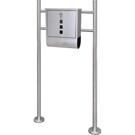Cassetta postale di design contemporaneo in acciaio inossidabile su gambe con scomparto per giornali 120 cm 1002004
