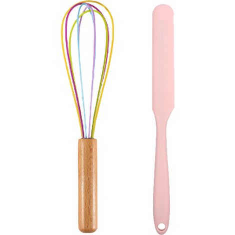 Ensemble Ustensiles Cuisine - Silicone Et Bois De Hêtre - Pour Cuisson Et Pâtisserie - Lot De 2 Pièces (1/5)
