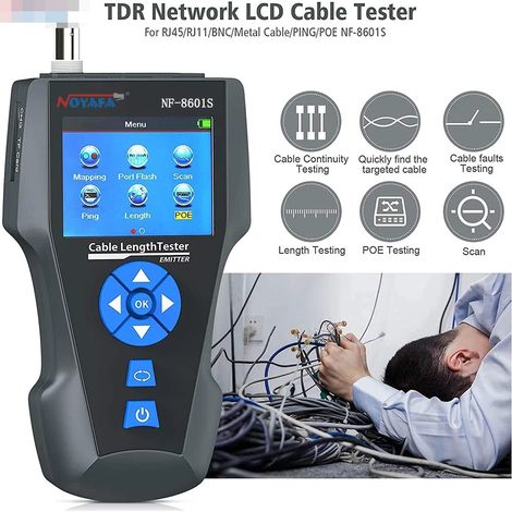 Tester per cavi e reti NF-8601S TDR Tester per cavi di rete/coassiali BNC/telefonici con funzioni di risoluzione dei problemi di lunghezza, distanza dal guasto, QD-NF-8601S (1/4)