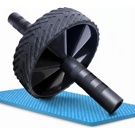 Roue abdominale professionnelle pour muscler vos abdos à la maison Rouleau abdominal avec tapis antidérapant Exercices de gainage, gymnastique et fitness à domicile - Design haut de gamme (1/5)
