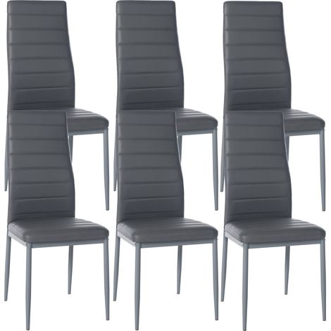 6er Set Esszimmerstühle Mayfair grau Kunstleder (1/5)