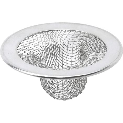 Passoire d'évier de cuisine, lot de 2, en acier inoxydable, filtre rond à mailles de 5 cm de diamètre, pour baignoire ou lavabo.