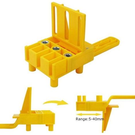 Gabarit De Perçage Tourillon - Butée Parallèle Réglable - Pour Connexions Bois Surface Angle Et T - Diamètres 6 8 10 Mm - Kit 15 Pièces (1/4)