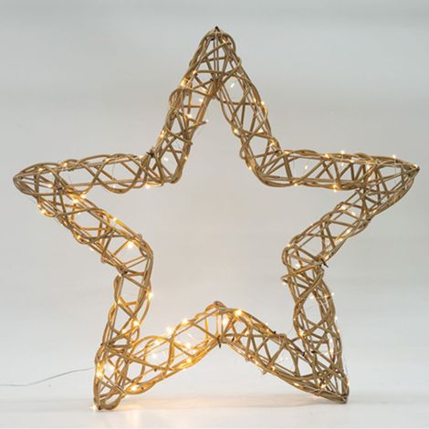 Estrella LED 3D Dorada 60 cm, 150 Luces Cálidas con Efecto Flicher (1/2)