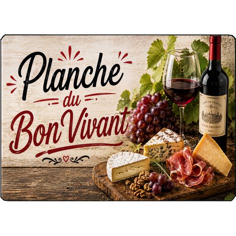 Planche Verre Planche du Bon Vivant Vin et Fromage 29 x 20 cm (1/2)